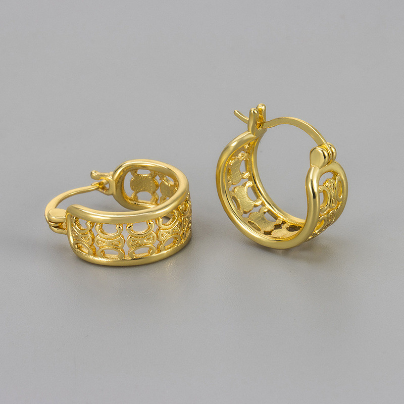 New Vintage French Retro European and American Cross-Border Arc de Triomphe Hollow Earrings Light Luxury Versatile Hong Kong Style Women's Earrings