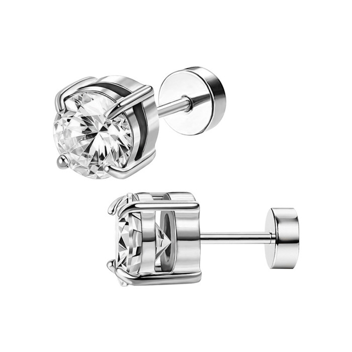 Amazon 316L Four-Prong Zircon Earrings Ear Bone Studs Fashionable Versatile Unisex Zircon Earrings Manufacturer Wholesale