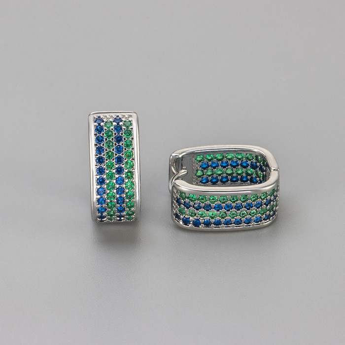 Unique Temperament Geometric Iridescent Full Diamond U-shaped Earrings for Women, Light Luxury High-end Fashion Commuting Versatile Ear Jewelry