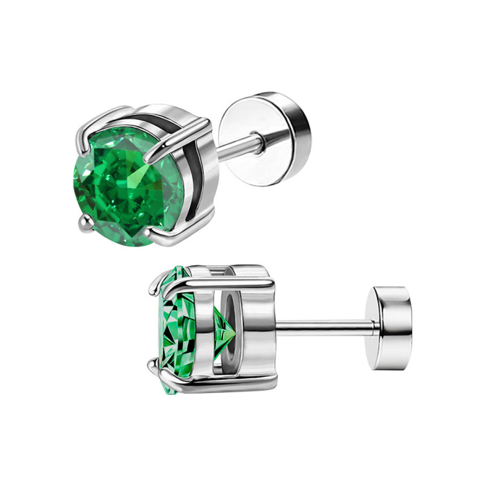 Amazon 316L Four-Prong Zircon Earrings Ear Bone Studs Fashionable Versatile Unisex Zircon Earrings Manufacturer Wholesale