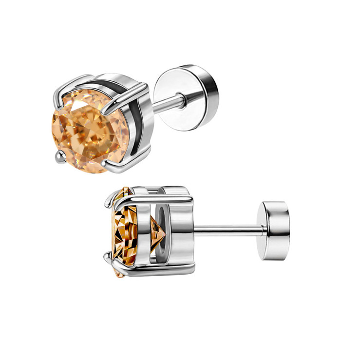 Amazon 316L Four-Prong Zircon Earrings Ear Bone Studs Fashionable Versatile Unisex Zircon Earrings Manufacturer Wholesale