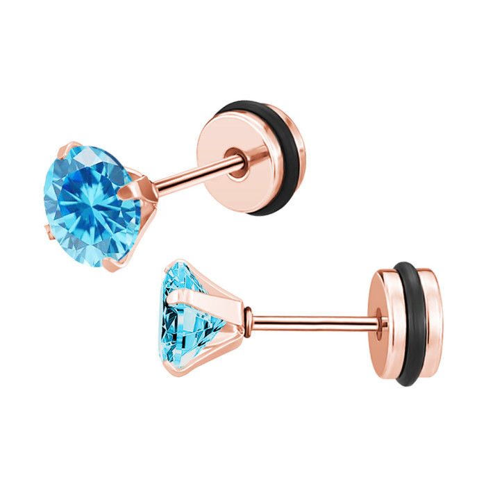 Cross-Border Fashion Titanium Steel Design Zircon Earrings for Men and Women Simple Small Earrings Ear Bone Studs Ear Jewelry Manufacturer Wholesale