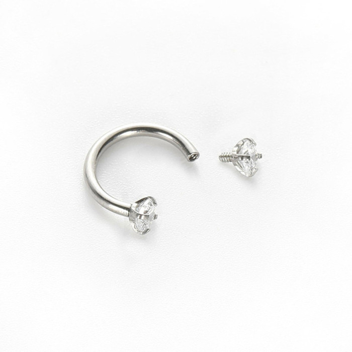 Stainless Steel U-Shaped Horseshoe Nose Ring Inlaid with 5A Zircon Fully Stone-Set Piercing Jewelry Directly From Manufa...