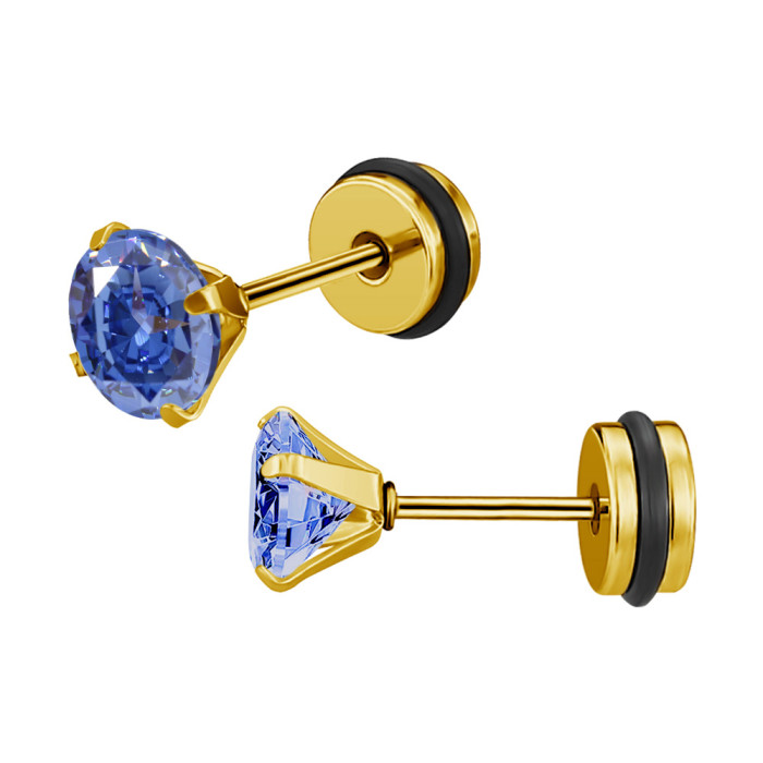 2025 Korean Fashion Personality Versatile Round Zircon Earrings Stainless Steel Electroplated with Diamond Earrings Jewelry Wholesale