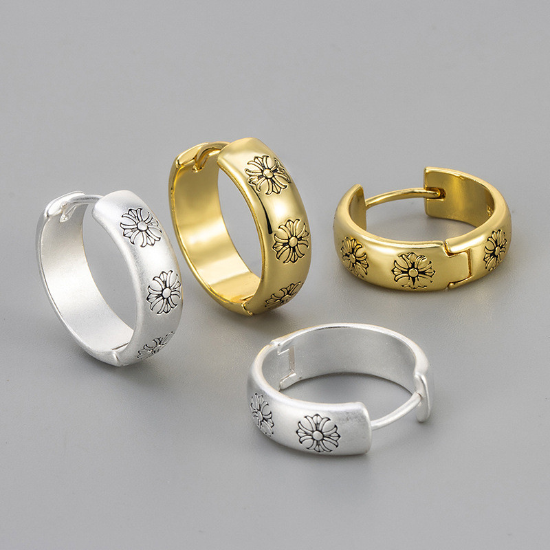 Vintage Distressed Minimalist Style Floral Earrings Versatile Fashion New Hoop Earrings Niche Design Ear Clips Women's Ear Accessories