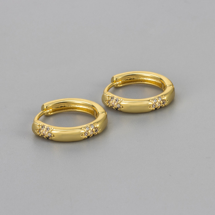 Inlaid Diamond Circle Earrings Simple Hoop Earrings Micro Inlaid Circle Earrings for Women Casual Everyday Versatile Elegant Temperament Hoop Earrings