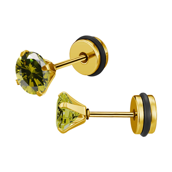 2025 Korean Fashion Personality Versatile Round Zircon Earrings Stainless Steel Electroplated with Diamond Earrings Jewelry Wholesale