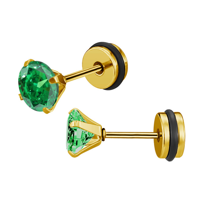 2025 Korean Fashion Personality Versatile Round Zircon Earrings Stainless Steel Electroplated with Diamond Earrings Jewelry Wholesale
