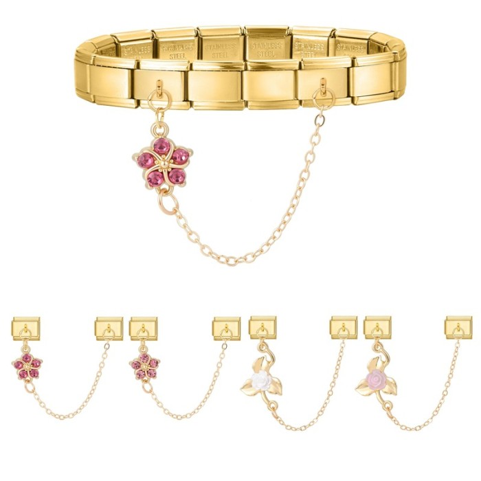 DIY Double Pendant Creative Bracelet Personalized Ring Pendant Gold Jewelry Fashion Fresh Italian Module Accessories