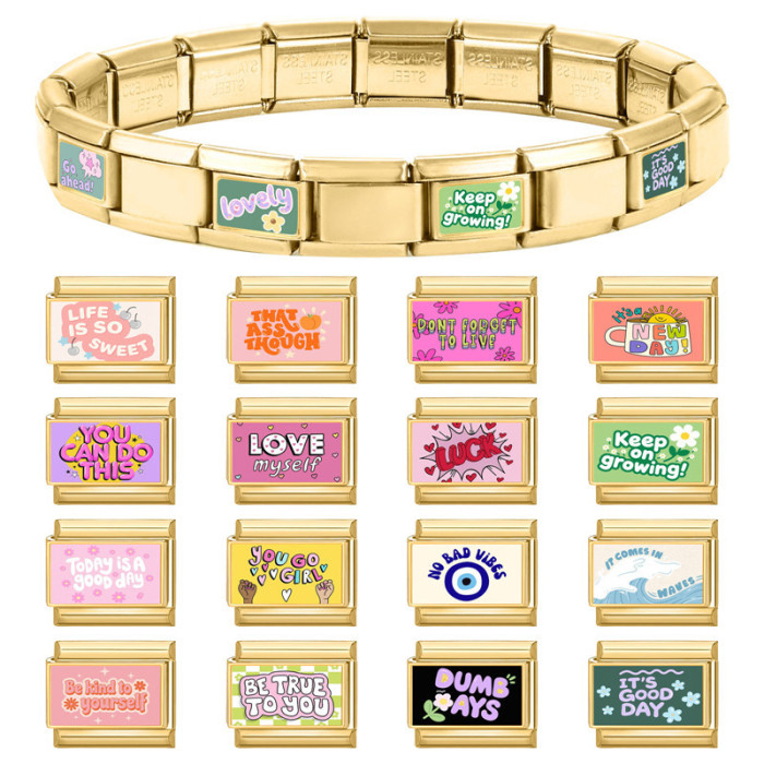 Modular Creative Birthday Gift Text Multifunctional DIY Creative Italian Interlocking Jewelry Accessories Bracelet