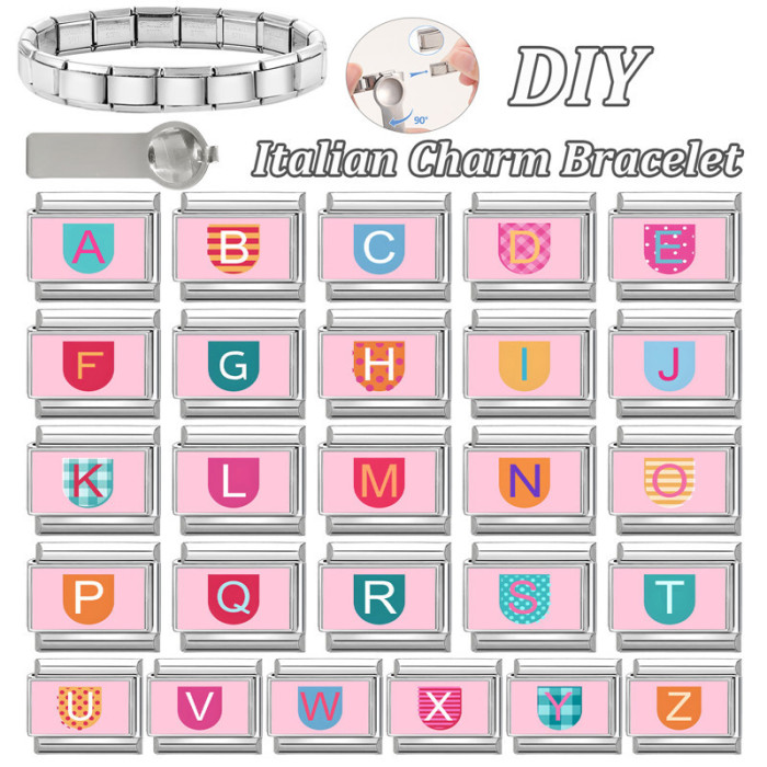 Cross-Border EU Charm Foundation Letter Series Multifunctional Italian Creative DIY Splicable Module Bracelet