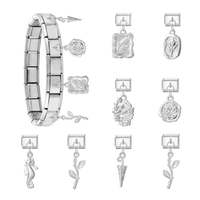 Cross-Border Fashion Flower Pendant Italian Ring Module Necklace Bracelet Anklet DIY Exquisite Creative Jewelry