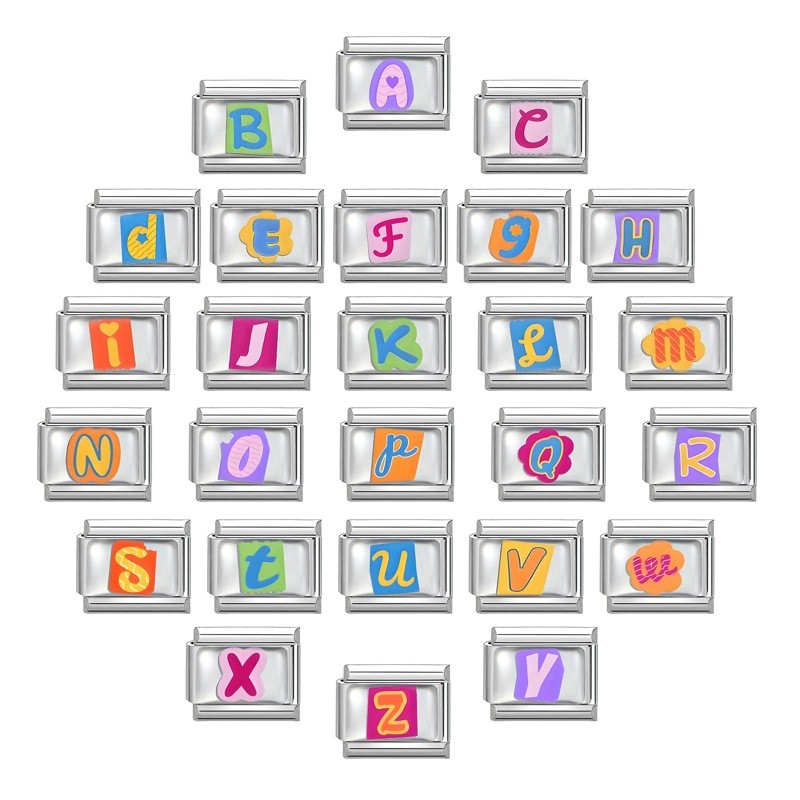 Cross-Border EU Charm Letter Series Multifunctional Italian Colorful Base Creative DIY Splicable Module Bracelet