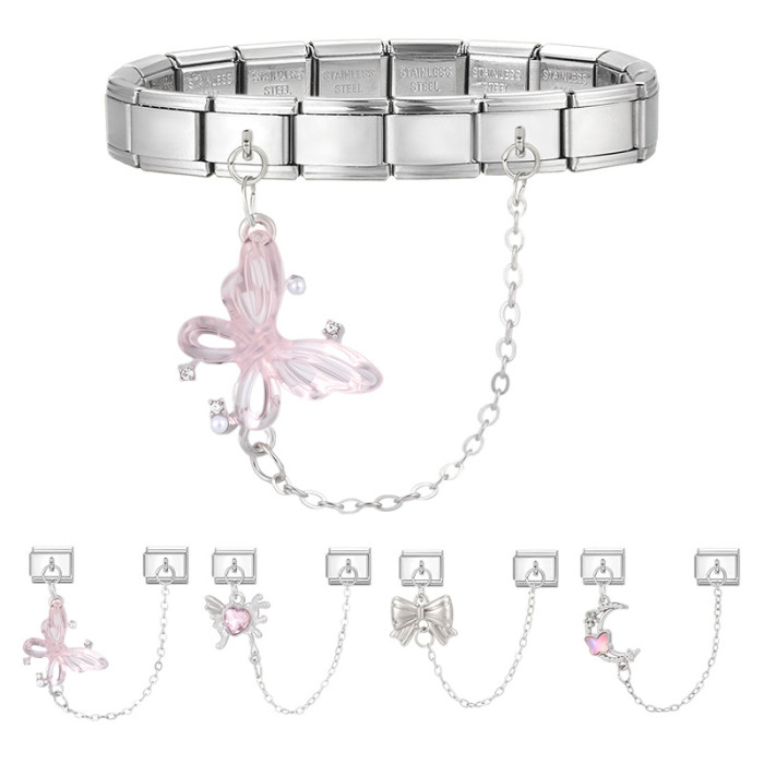 Cross-Border DIY Creative Necklace Bracelet Double Pendant Exquisite Jewelry DIY Splicing Vintage Italian Creative Module Accessories