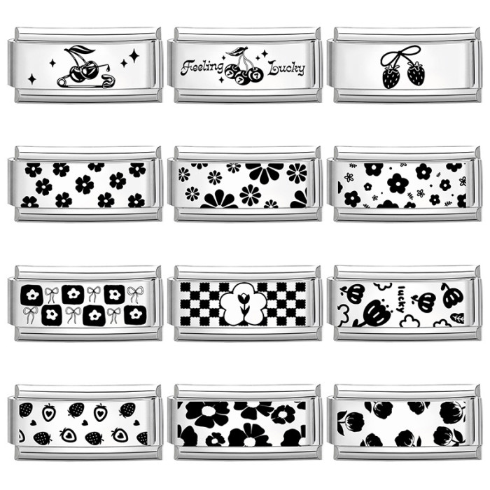 Charms Long Strip Interlocking Bracelet Black and White Minimalist Style Fashion DIY Jewelry Creative Multifunctional Exquisite Accessories