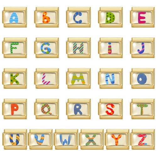 Cross-Border Hot Selling Gold Base Letter Series Line Wave Point Italian Creative DIY Splicable EU Module Bracelet