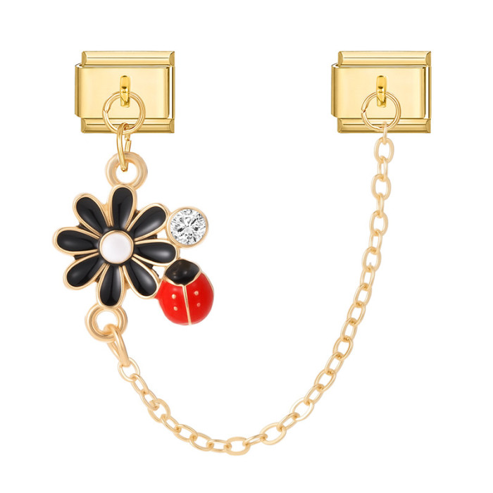 Cross-Border Double Pendant Charms Double Bead Chain DIY Creative Vintage Bracelet Module Multifunctional Jewelry Accessories