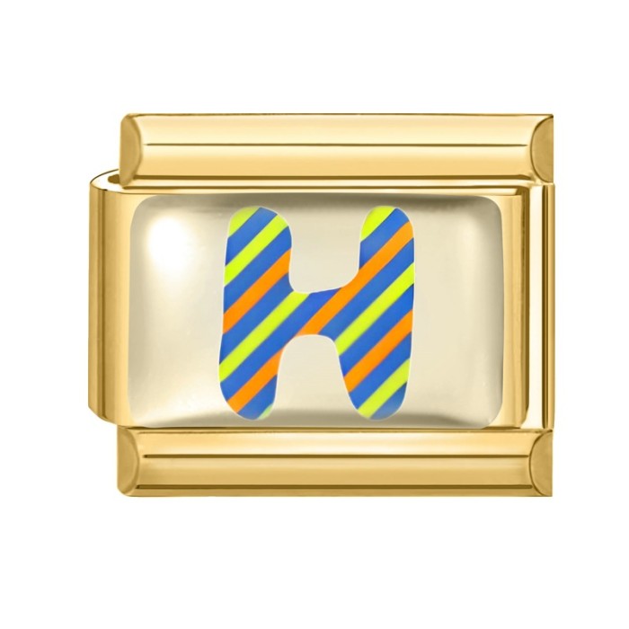 Cross-Border Hot Selling Gold Base Letter Series Line Wave Point Italian Creative DIY Splicable EU Module Bracelet