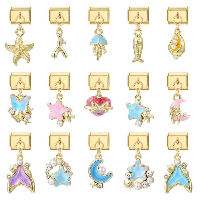 Italian Module Creative Gold Pendant Jewelry Accessories Creative Multifunctional DIY Sweet Retro Bracelet