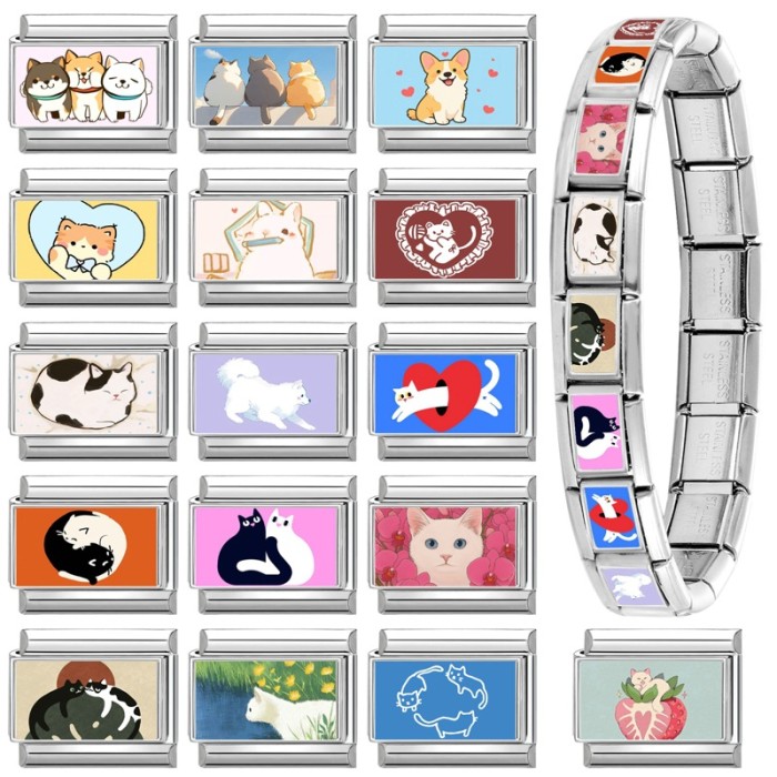 Cross-Border EU Stainless Steel Creative Pet Element Multi-Functional Italian Creative DIY Splicable Module Bracelet