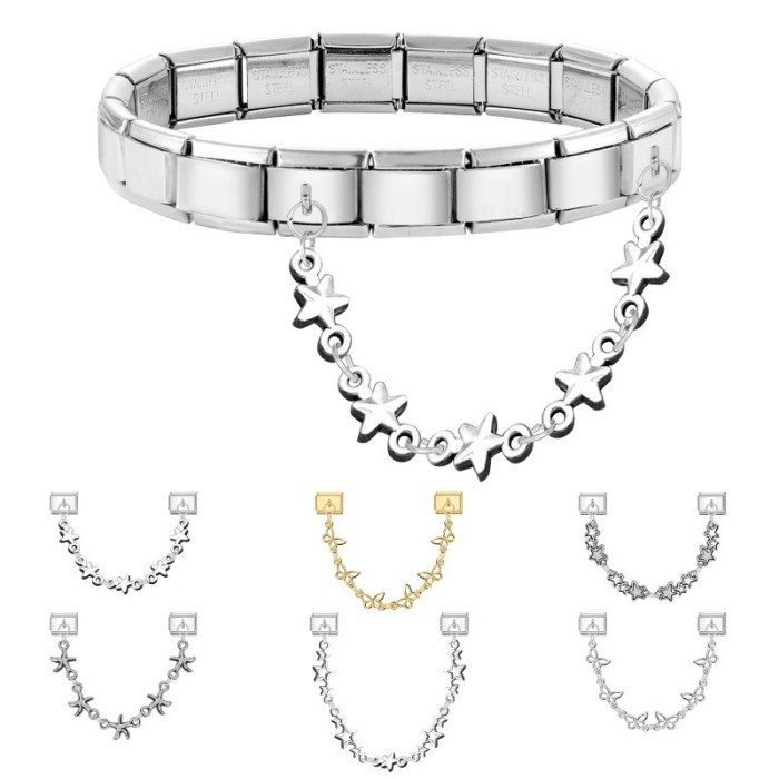 Double Bead Chain Statement Light Luxury Double Pendant DIY Fashion Bracelet Italian Module Creative Jewelry Bracelet Accessories