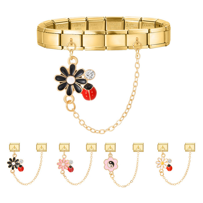Cross-Border Double Pendant Charms Double Bead Chain DIY Creative Vintage Bracelet Module Multifunctional Jewelry Accessories