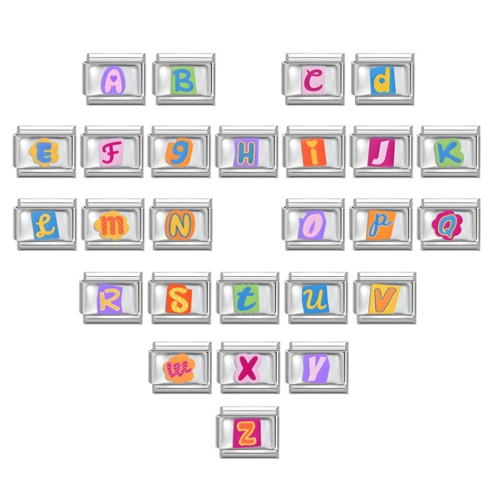 Cross-Border EU Charm Letter Series Multifunctional Italian Colorful Base Creative DIY Splicable Module Bracelet
