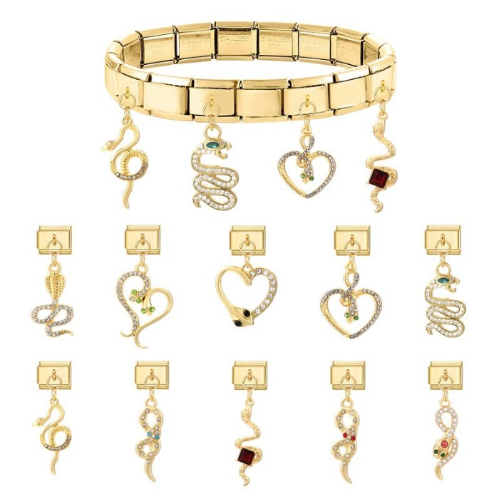 Italian Module Snake Element Series DIY Ring Fashion Creative Retro Bracelet Exquisite Pendant Accessories Jewelry
