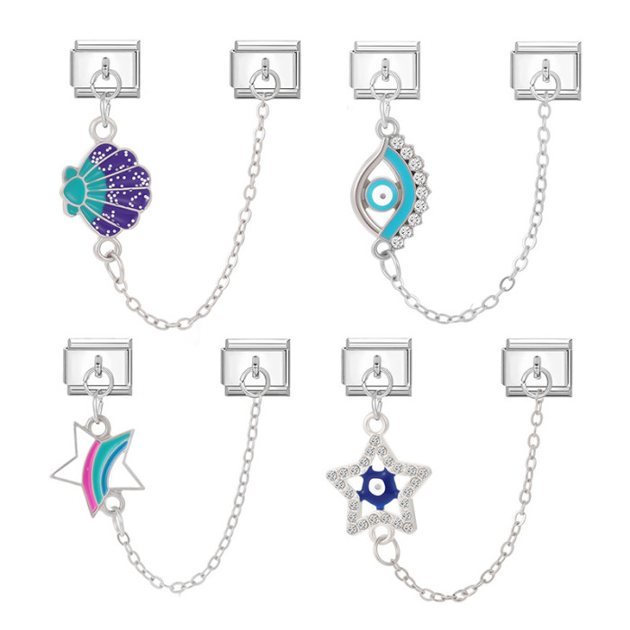 Cross-Border Double Pendant Charms Multi-Functional Chain Section DIY Creative Module Vintage Bracelet Double Bead Accessories