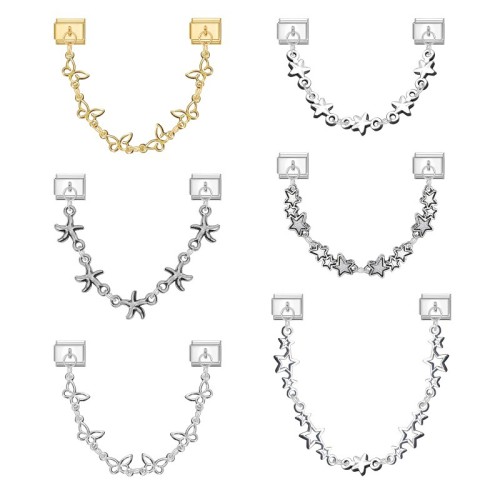 Double Bead Chain Statement Light Luxury Double Pendant DIY Fashion Bracelet Italian Module Creative Jewelry Bracelet Accessories