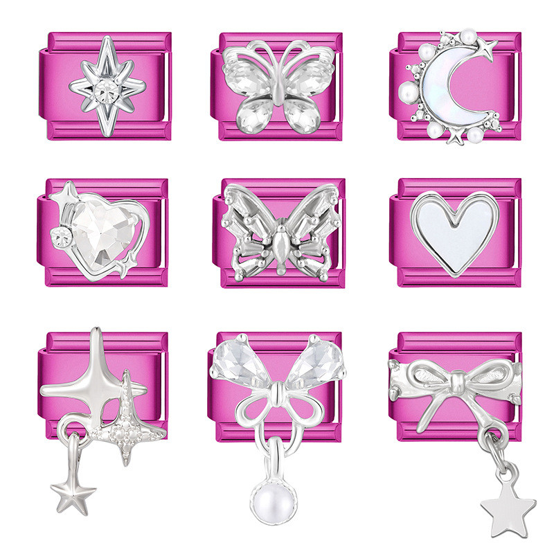 Italian Charms Versatile DIY Jewelry Rose Pink Splicing Creative Exquisite Italian Multifunctional Module Bracelet