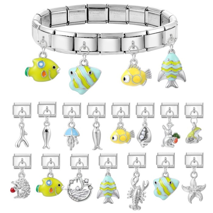 Italian Modular Splicable Steel Color Pendant Jewelry Accessories Creative Multifunctional DIY Sweet Retro Bracelet