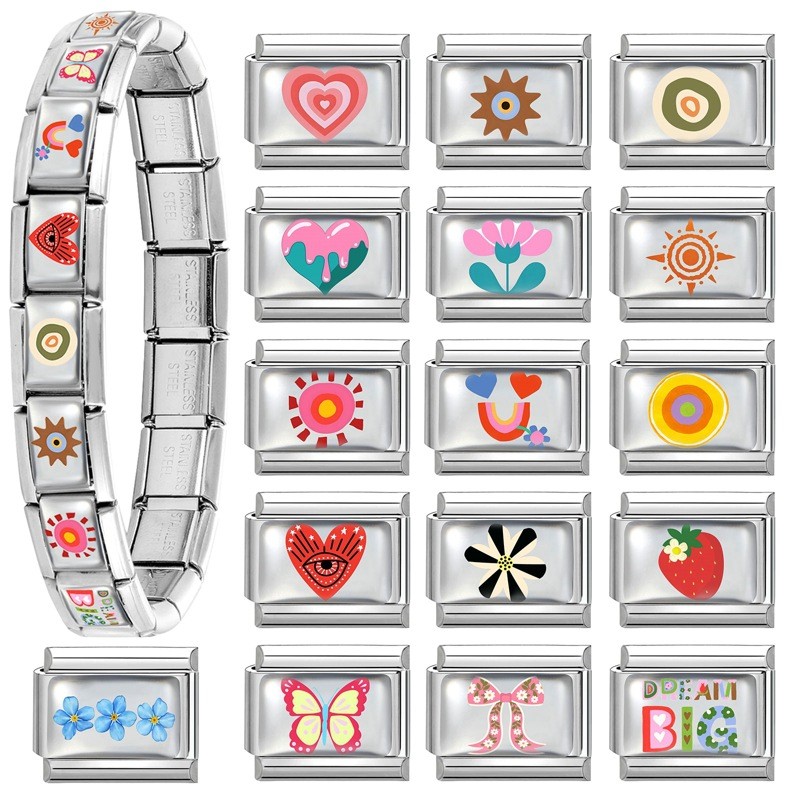 Cross-Border EU Multifunctional Italian Regular Style Jewelry Heart Creative DIY Splicable Module Bracelet