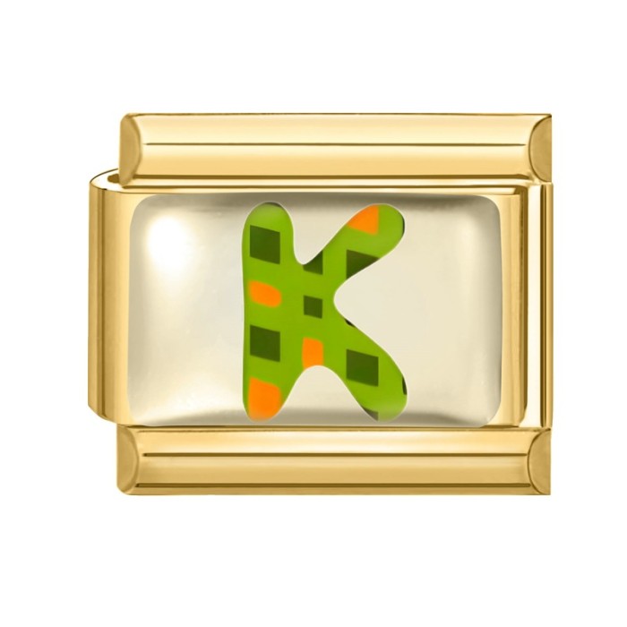 Cross-Border Hot Selling Gold Base Letter Series Line Wave Point Italian Creative DIY Splicable EU Module Bracelet