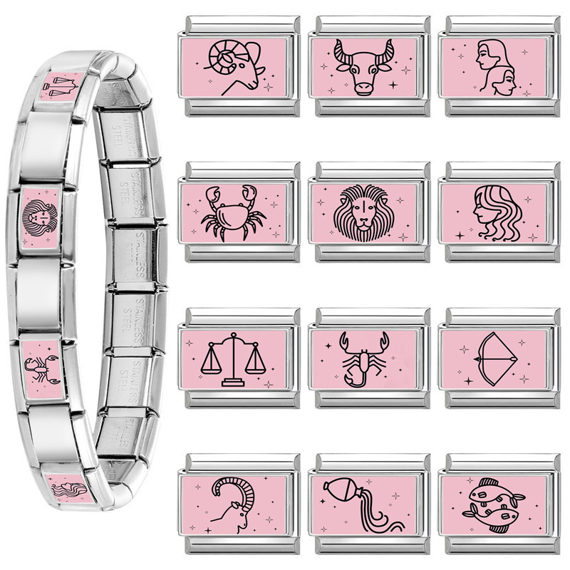 Modular Twelve Constellations DIY Creative Birthday Gift Multifunctional Italian Interlocking Modular Bracelet