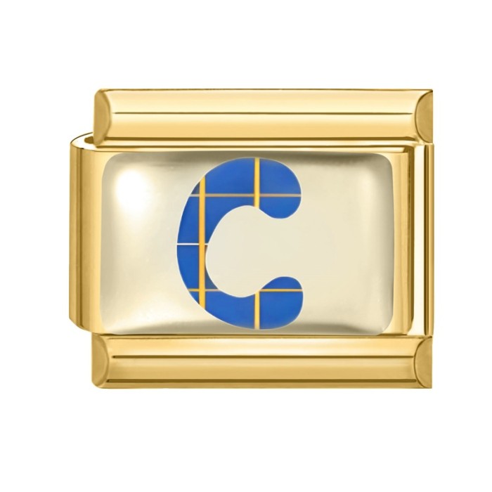 Cross-Border Hot Selling Gold Base Letter Series Line Wave Point Italian Creative DIY Splicable EU Module Bracelet