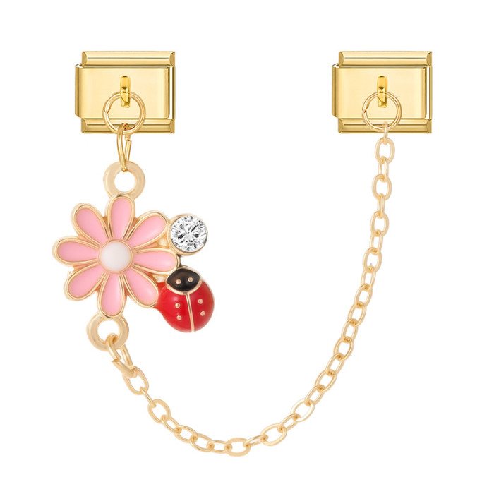 Cross-Border Double Pendant Charms Double Bead Chain DIY Creative Vintage Bracelet Module Multifunctional Jewelry Accessories