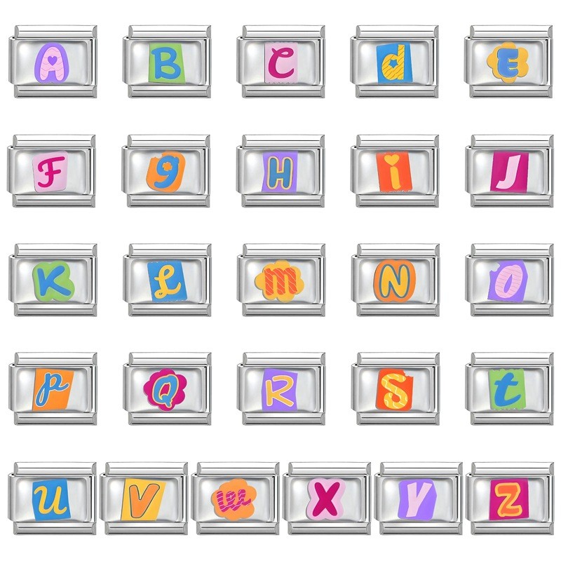 Cross-Border EU Charm Letter Series Multifunctional Italian Colorful Base Creative DIY Splicable Module Bracelet