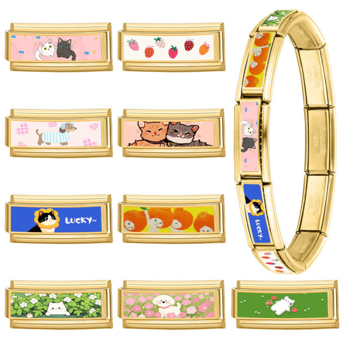 Pet Series Charm DIY Creative Long Strip Cute Cartoon Style Multifunctional Italian Splicable Module Bracelet