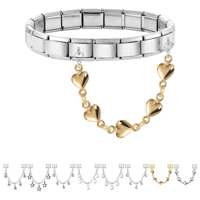 Double Bead Chain Section Double Pendant DIY Fashion Bracelet Italian Module Light Luxury Creative Jewelry Bracelet Accessories