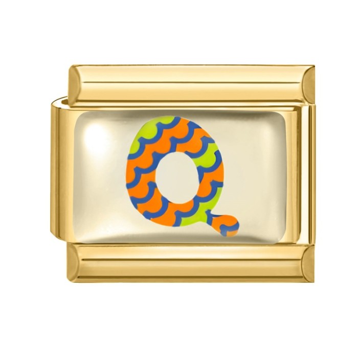 Cross-Border Hot Selling Gold Base Letter Series Line Wave Point Italian Creative DIY Splicable EU Module Bracelet