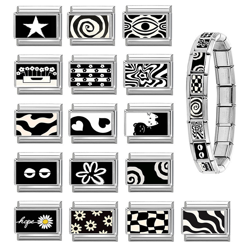 Stainless Steel Flower Eye Pentagram Element Multifunctional Italian Creative DIY Connectable Module Bracelet