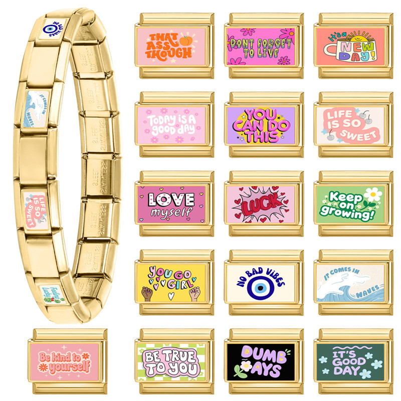 Modular Creative Birthday Gift Text Multifunctional DIY Creative Italian Interlocking Jewelry Accessories Bracelet
