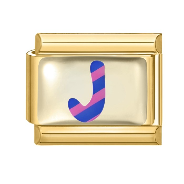 Cross-Border Hot Selling Gold Base Letter Series Line Wave Point Italian Creative DIY Splicable EU Module Bracelet