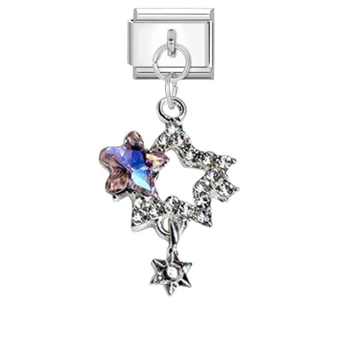 Charms Pink Purple DIY Fashion Pendant Bracelet Light Luxury Italian Bracelet Module DIY Accessories Creative Jewelry