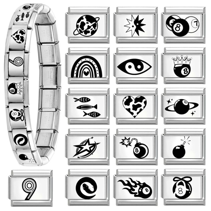 Cross-Border Charms Handmade Charm Module DIY Creative Black and White Personality Simple Module Craft Jewelry Accessories