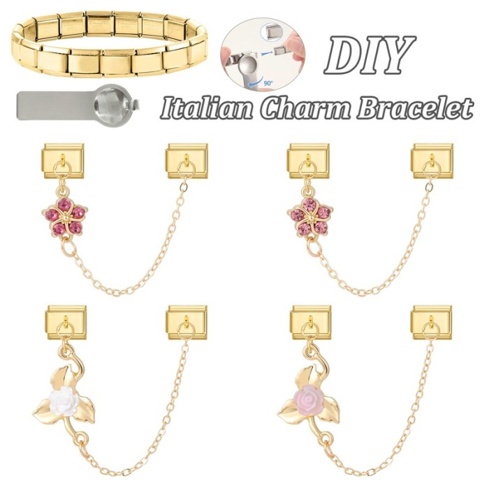 DIY Double Pendant Creative Bracelet Personalized Ring Pendant Gold Jewelry Fashion Fresh Italian Module Accessories