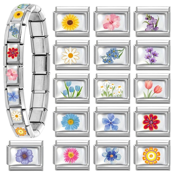 Italian Modular Flower Series Fashionable DIY Creative Multifunctional Italian Interlocking Modular Bracelet