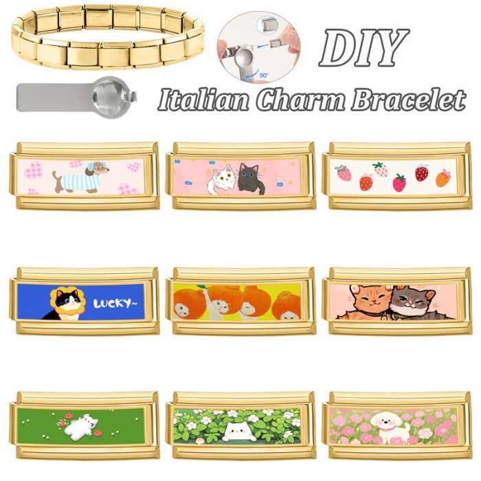Pet Series Charm DIY Creative Long Strip Cute Cartoon Style Multifunctional Italian Splicable Module Bracelet