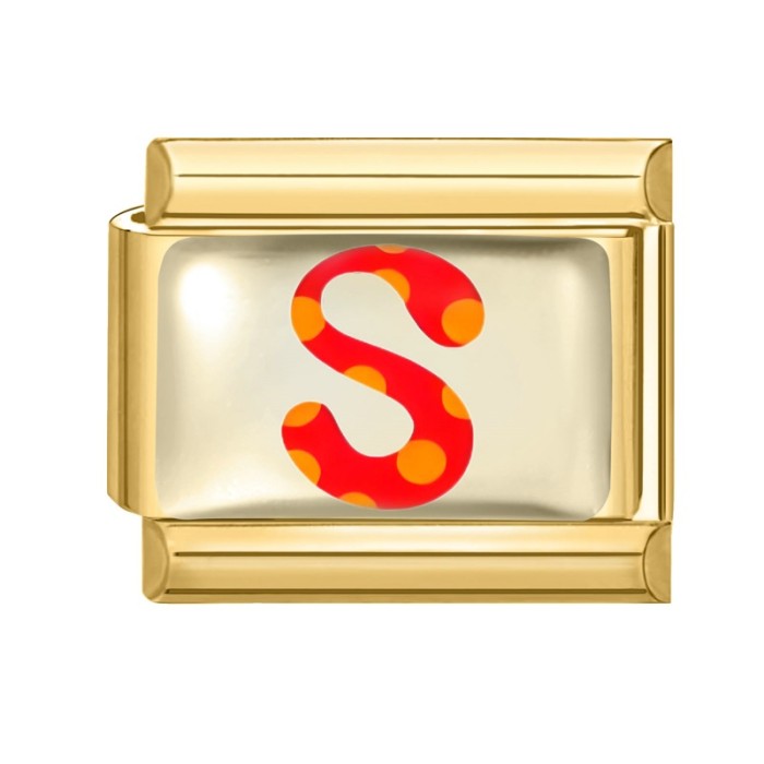 Cross-Border Hot Selling Gold Base Letter Series Line Wave Point Italian Creative DIY Splicable EU Module Bracelet